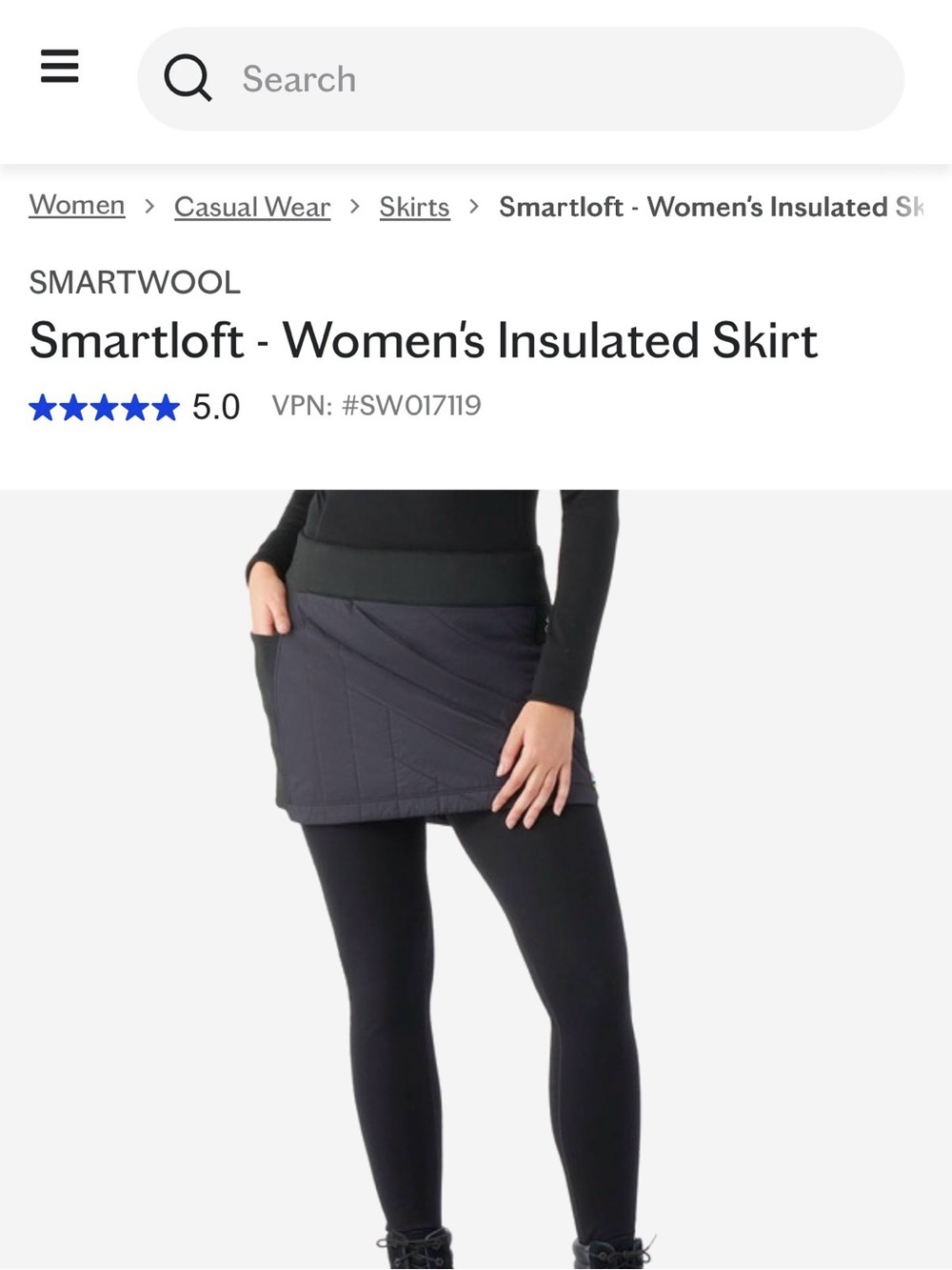 Smartwool Black Quilted Mini Skirt